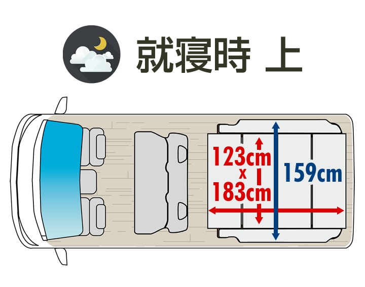 ESPACIO es展開図(就寝時 上部ベッド)
